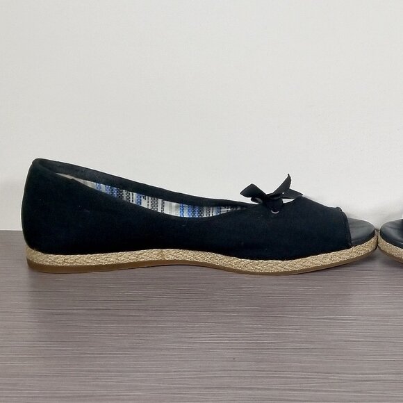 UGG Marleigh Lamb Fur Lined Bow Flat, Black Canvas, Womens Size 9 M / 40 - Picture 6 of 12